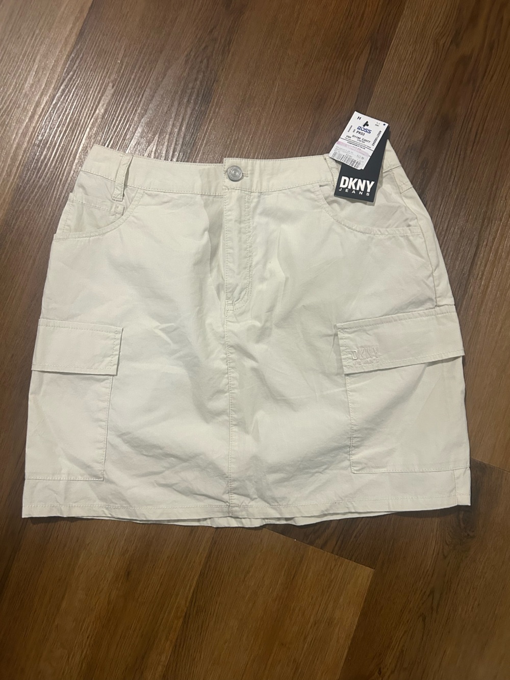 DKNY Cream Cargo Pocket Mini Skirt